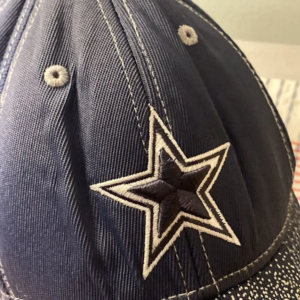 Vintage Reebok NFL Onfield Dallas Cowboys Flexfit Hat Navy Gray Sideline Y2K